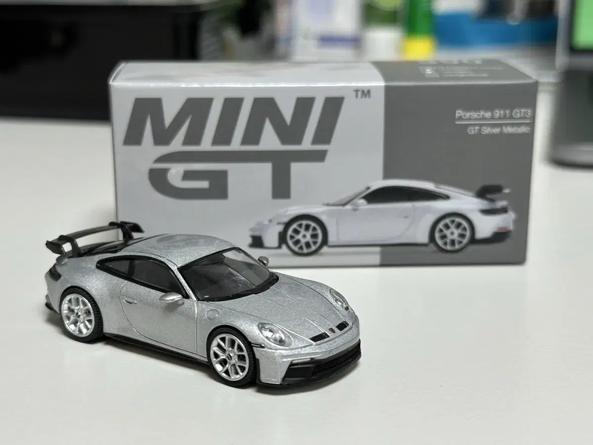 미니지티 1/64 포르쉐 911 GT3 실버 다이캐스트 모형